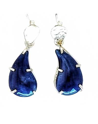 Aretes semigota azul cobalto
