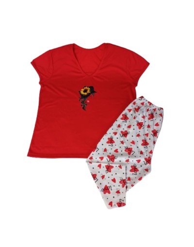 Pijama capri corazón