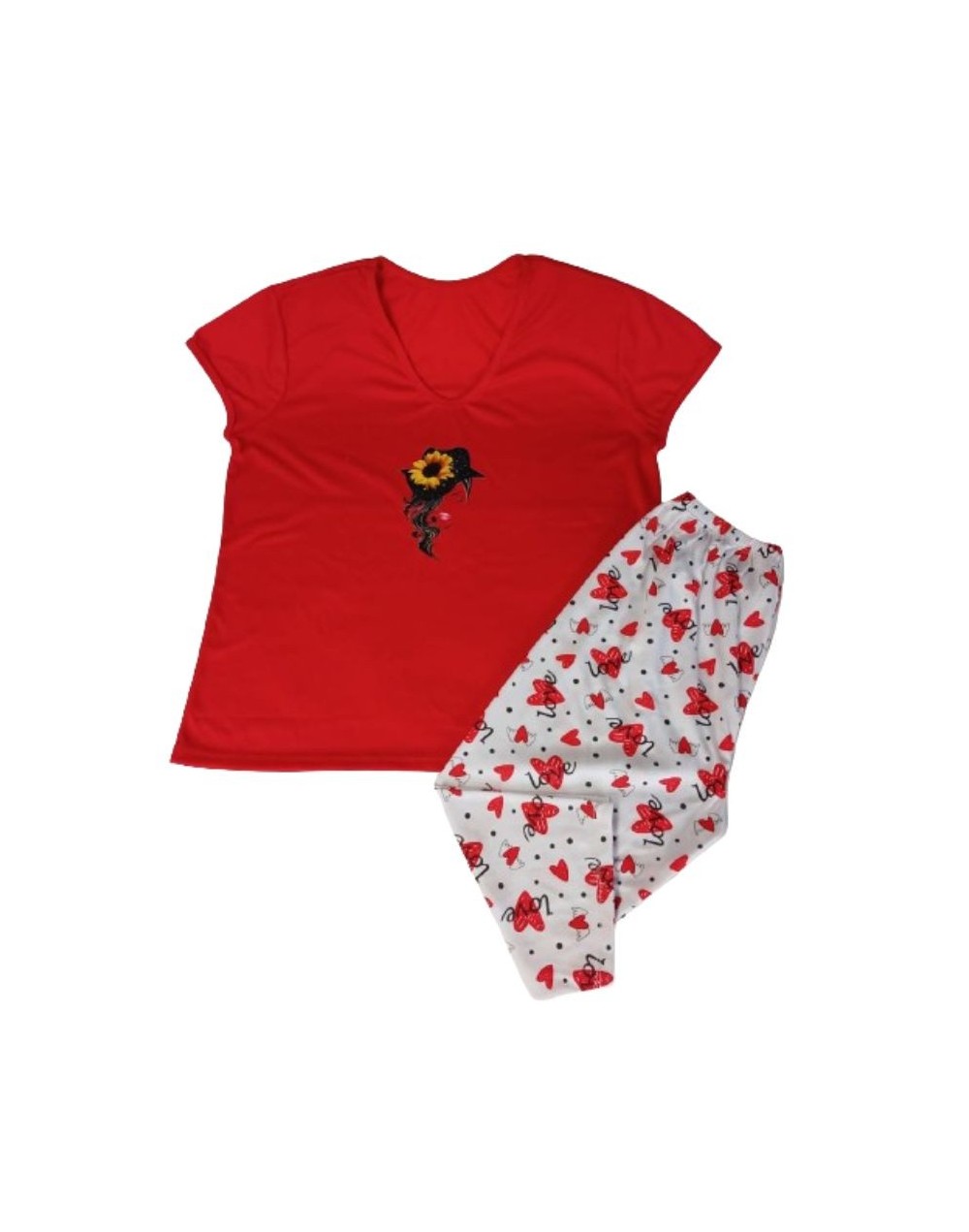Pijama capri corazón
