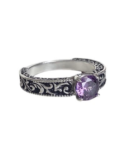 Anillo mystic en plata y zircon amatista
