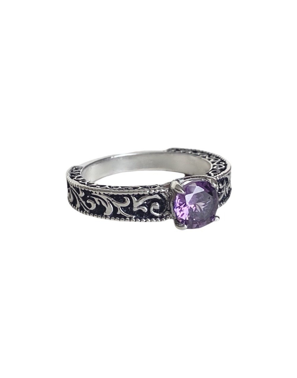 Anillo mystic en plata y zircon amatista