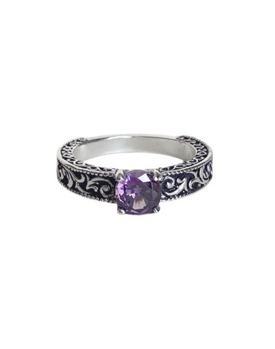 Anillo mystic en plata y zircon amatista
