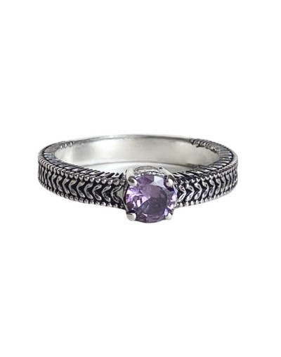 Anillo duna en plata y zircon amatista