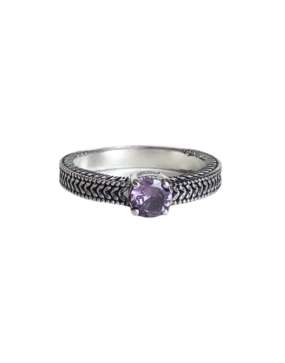Anillo duna en plata y zircon amatista
