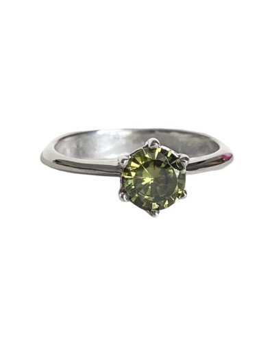 Solitario venus en plata y zircon verde