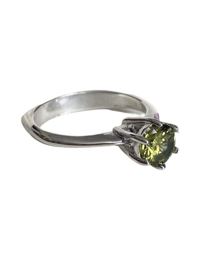 Solitario venus en plata y zircon verde