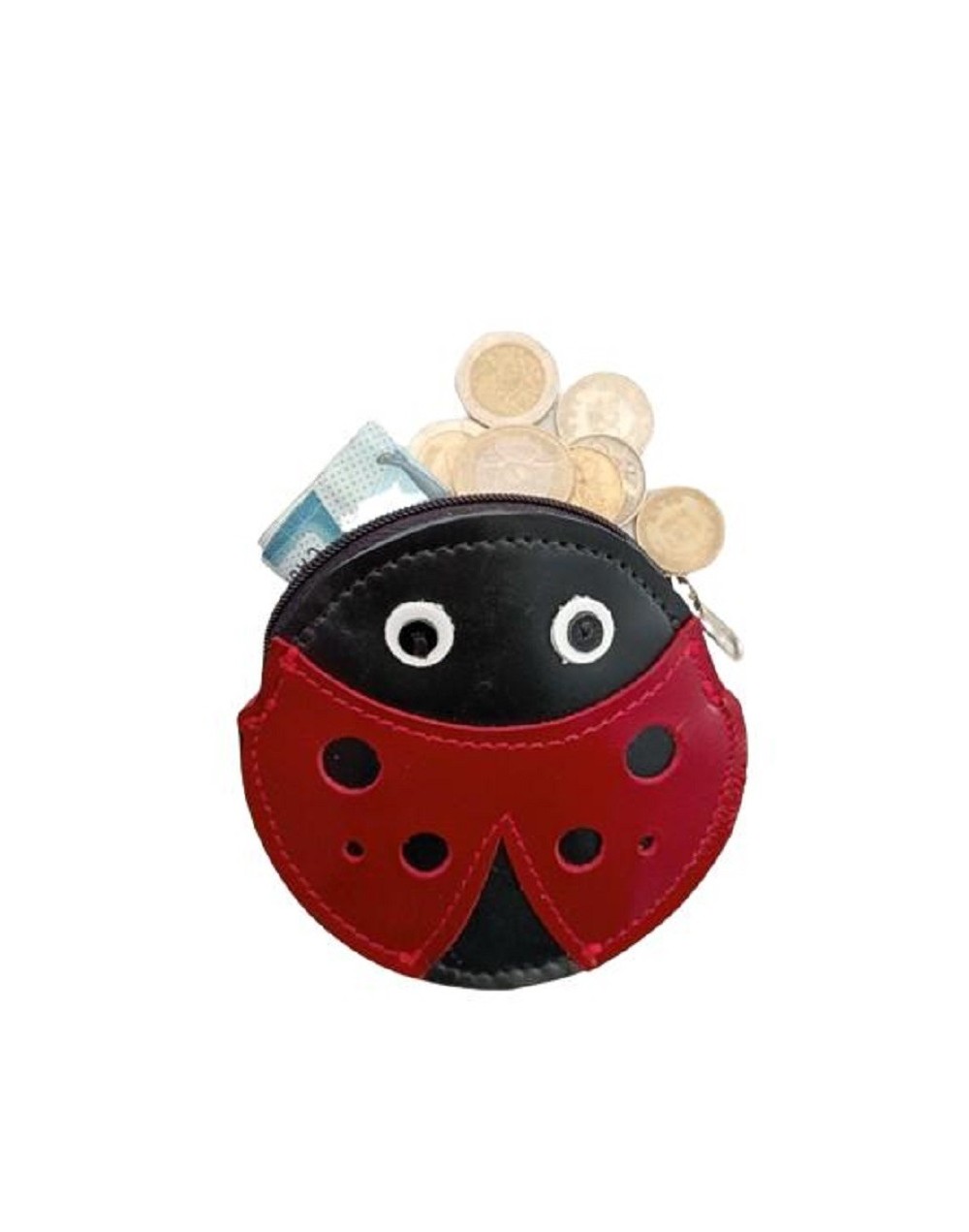 Monedero de cuero diseño mariquita