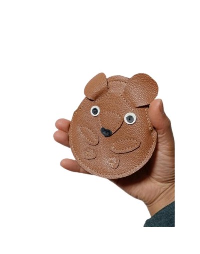 Monedero de cuero diseño oso