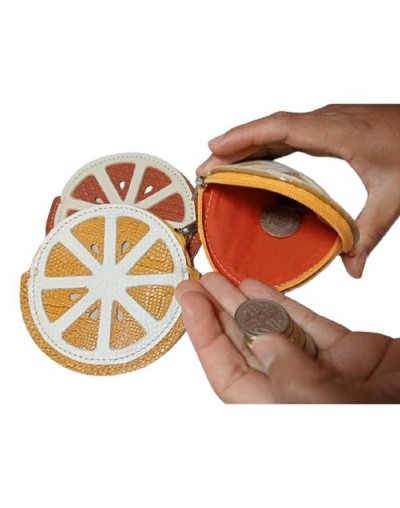 Monedero de cuero diseño naranja