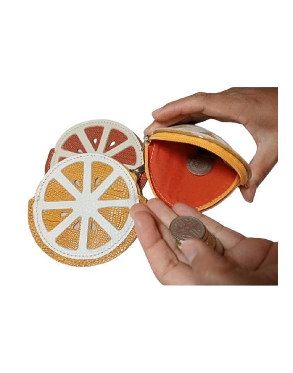Monedero de cuero diseño naranja
