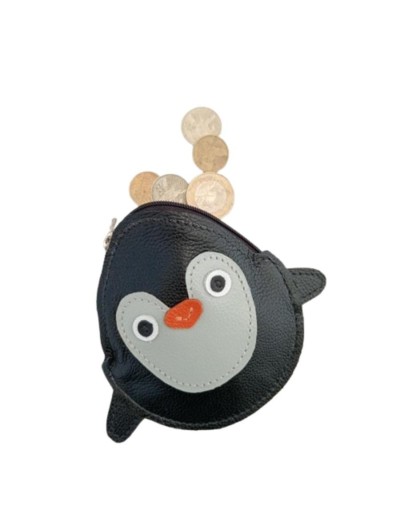 Monedero de Cuero Artesanal Pingüino