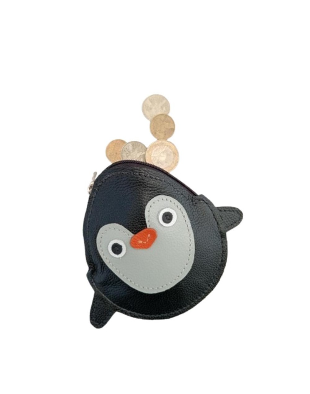 Monedero de Cuero Artesanal Pingüino