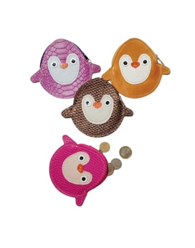 Monedero de Cuero Artesanal Pingüino
