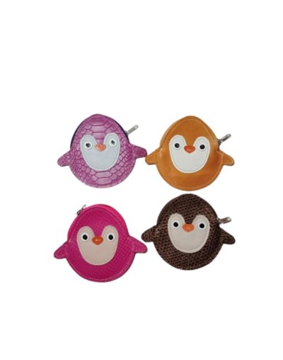 Monedero de Cuero Artesanal Pingüino
