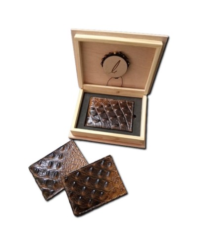 Kit de Lujo: Billetera de Cuero Vacuno con Textura de Cocodrilo y Pulsera de Piedra Semipreciosa