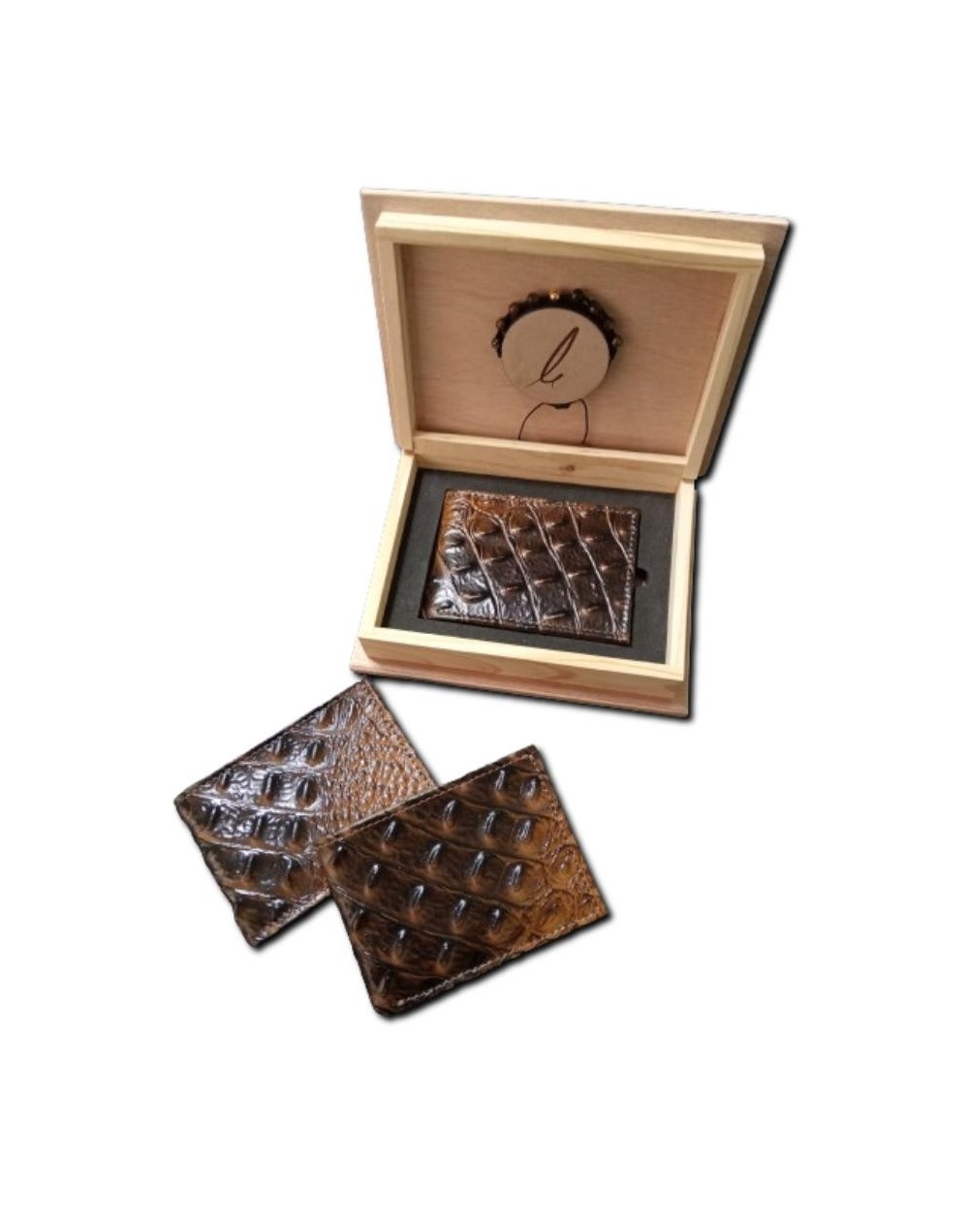Kit de Lujo: Billetera de Cuero Vacuno con Textura de Cocodrilo y Pulsera de Piedra Semipreciosa