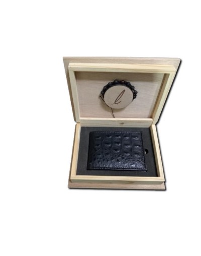 Kit de Lujo: Billetera de Cuero Vacuno con Textura de Cocodrilo y Pulsera de Piedra Semipreciosa