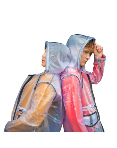 Gabán Impermeable deluxe traslúcido bordes negros
