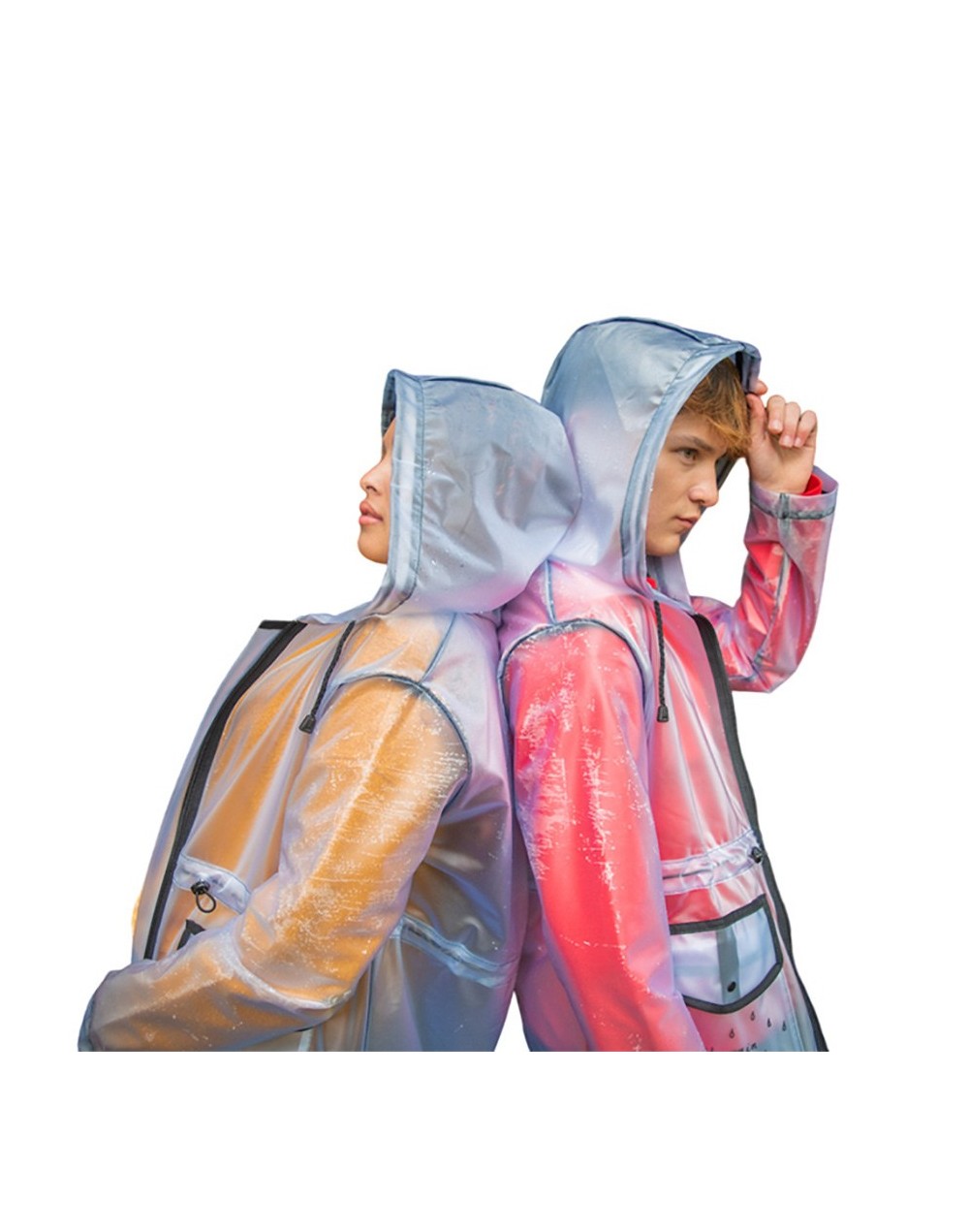 Gabán Impermeable deluxe traslúcido bordes negros