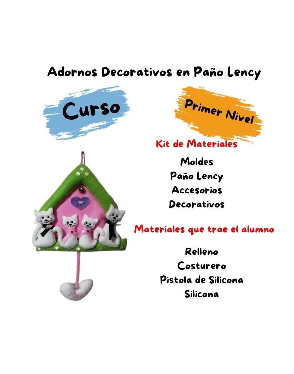 Curso adornos decorativos en paño lency