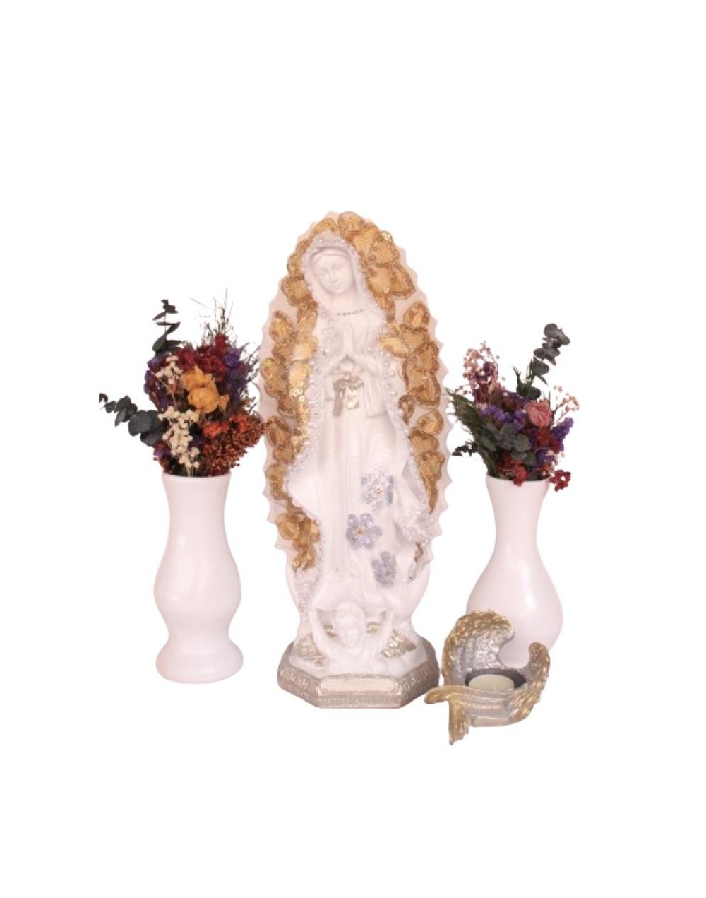 Virgen bordados dorados o plateados