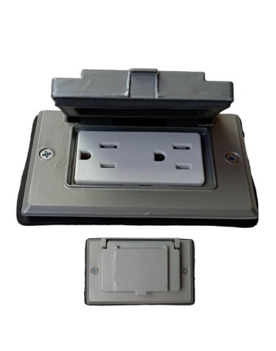 Tomacorriente Doble Leviton Decora Con Tapa Intemperie Metalica