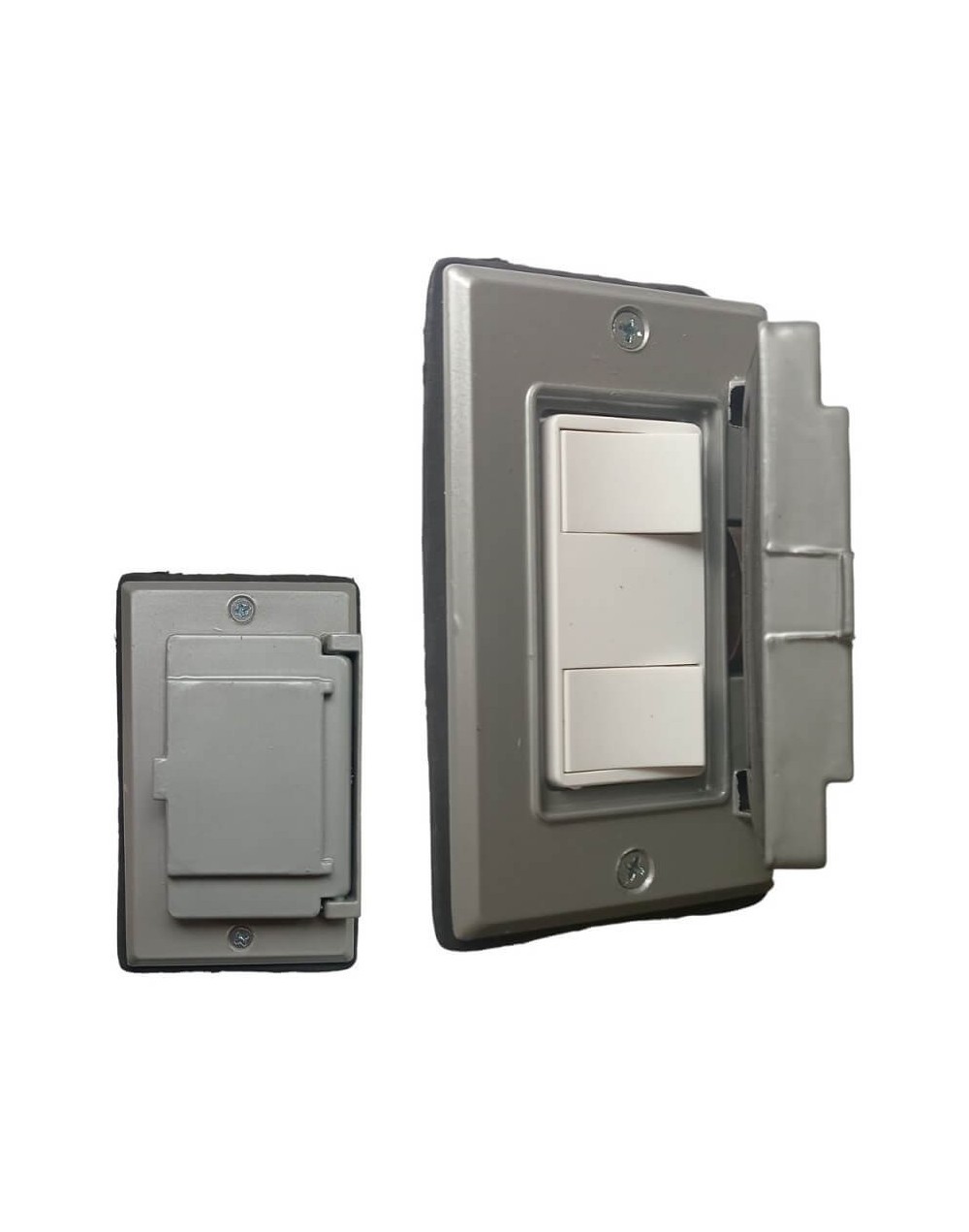 Interruptor Doble Leviton Decora Con Tapa Intemperie Metalica