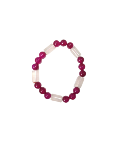 Ágata fucsia cuarzo rosa y jade ( pulsera para el amor)