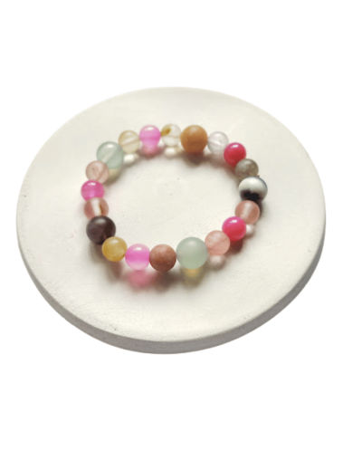 Ágata fucsia cuarzo rosa y jade ( pulsera para el amor)
