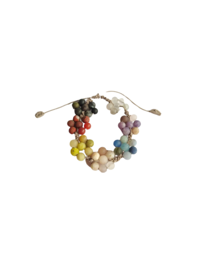 Flores de cuarzo en macramé (pulsera)