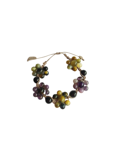 Flores de cuarzo en macramé (pulsera)