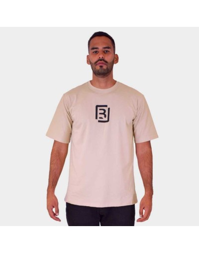 Camiseta oversize beige - monograma en alto relieve