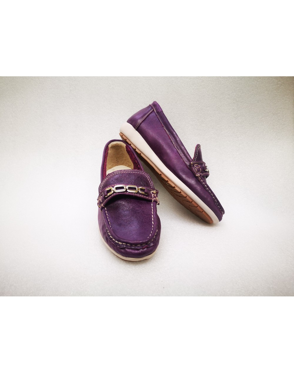 Mocasines en cuero para mujer morados