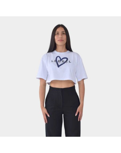 Croptop Oversize Blanco - Corazon Azul LEBREL COUTURE