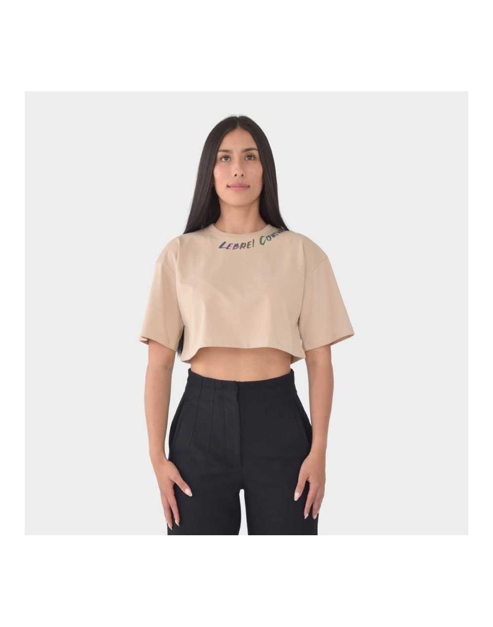 Croptop Oversize Beige - LEBREL COUTURE reflectivo