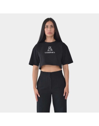 Croptop Oversize negro - Logo Completo LEBREL