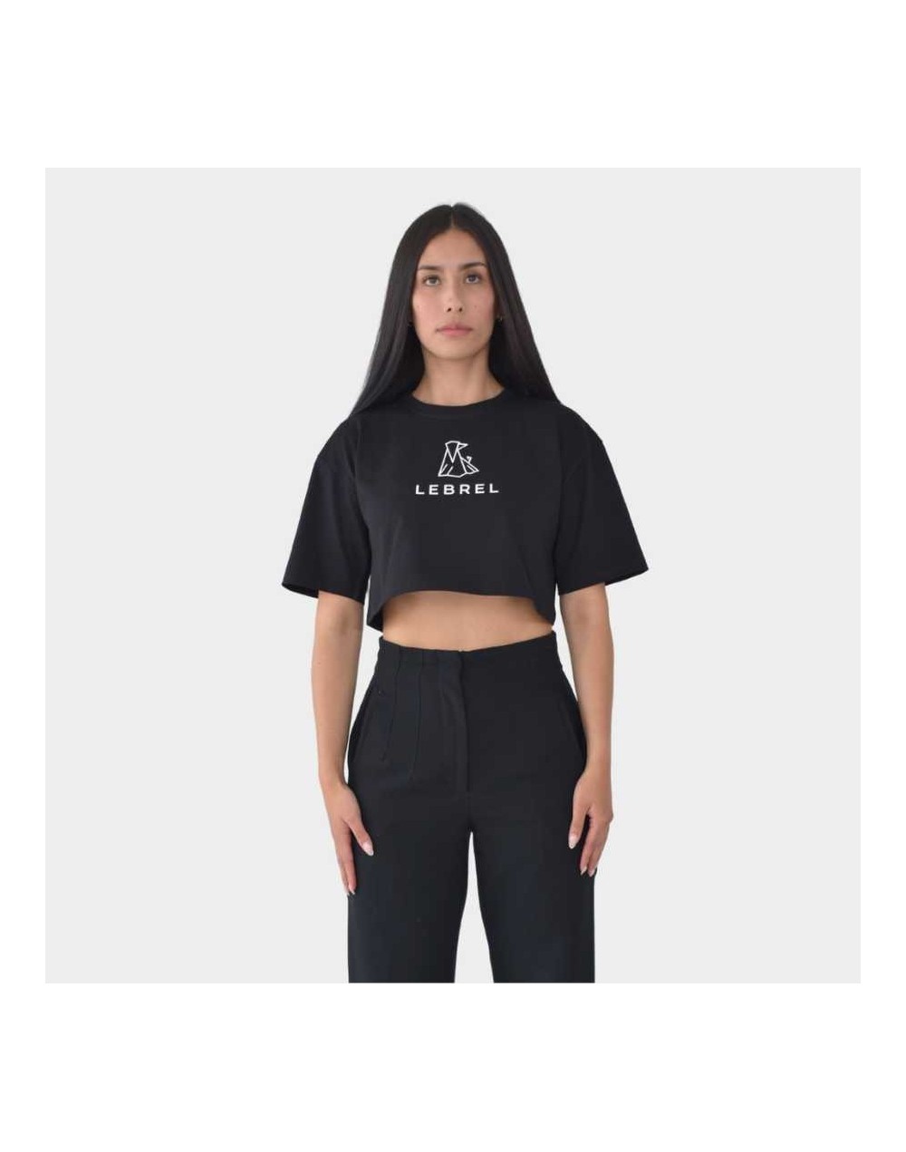 Croptop Oversize negro - Logo Completo LEBREL