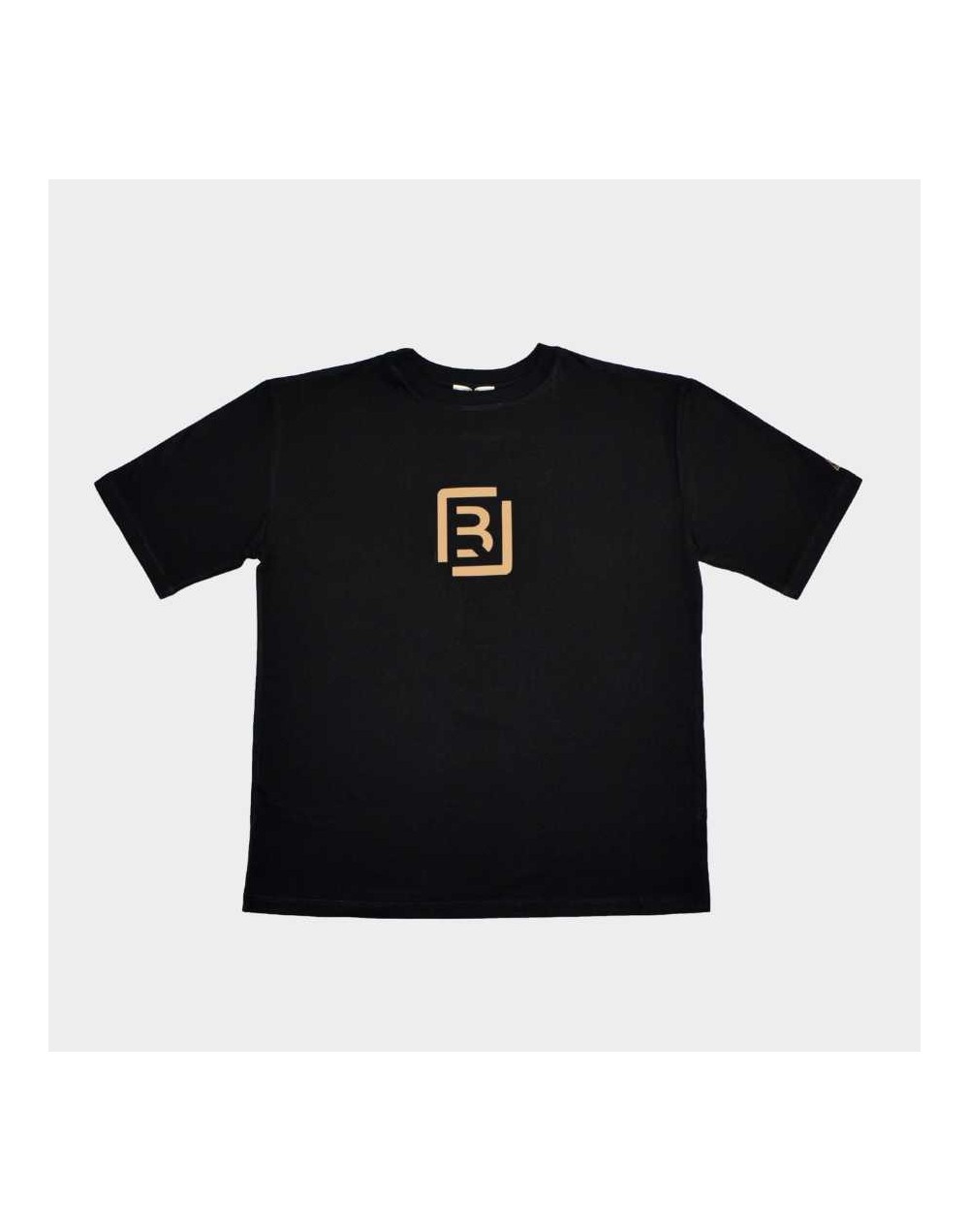Camiseta Oversize Negra  Monograma Beige