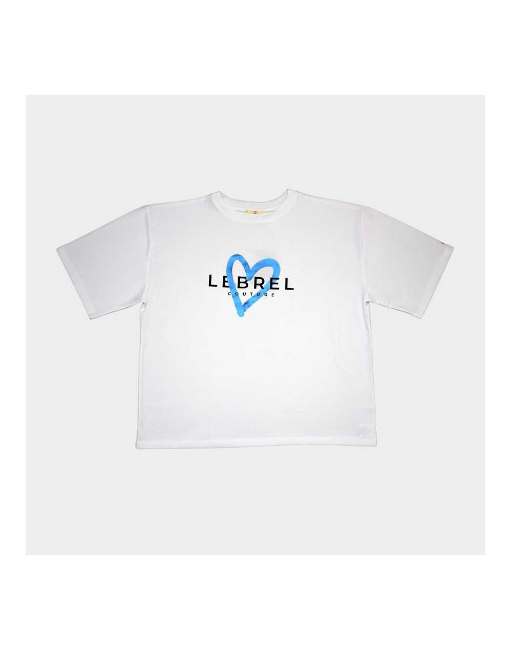Camiseta Oversize Blanca  Corazón Azul Lebrel