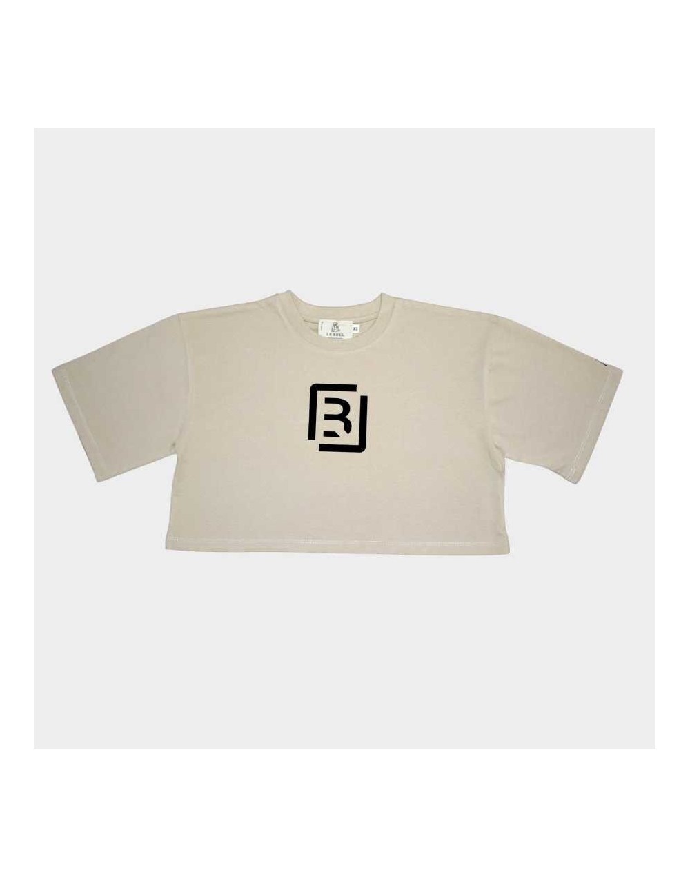 Croptop oversize beige  monograma negro