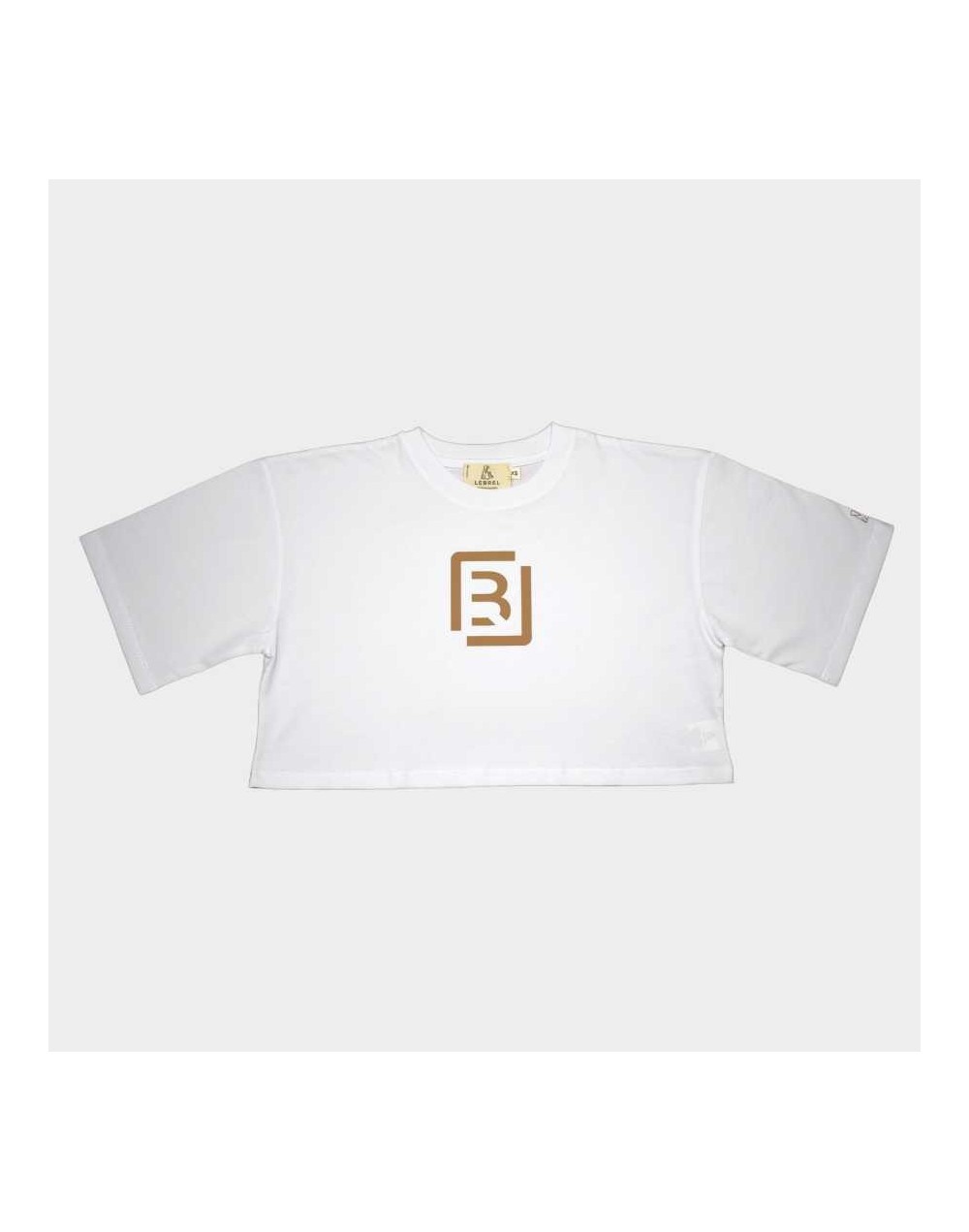 Croptop oversize blanco  monograma beige