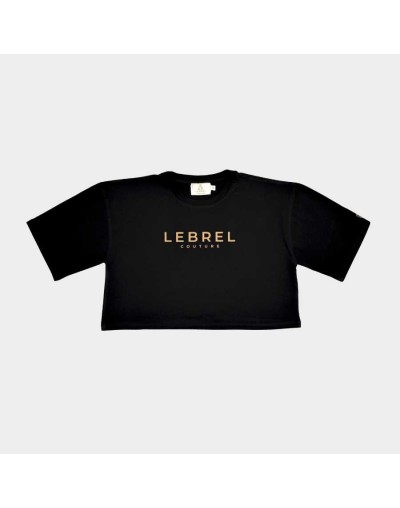 Croptop Oversize negro  Logo Couture Beige