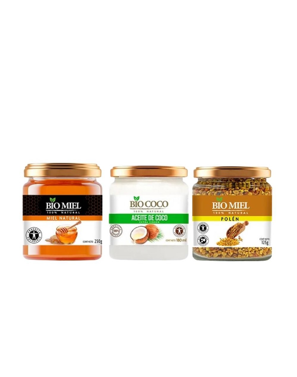 Combo de biomiel 250g + biococo 180g + polen biomiel de 125g