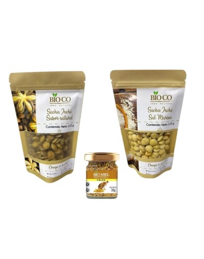 Kit nutritivo 2 snack biosacha de 125gr + polen biomiel 20 gr
