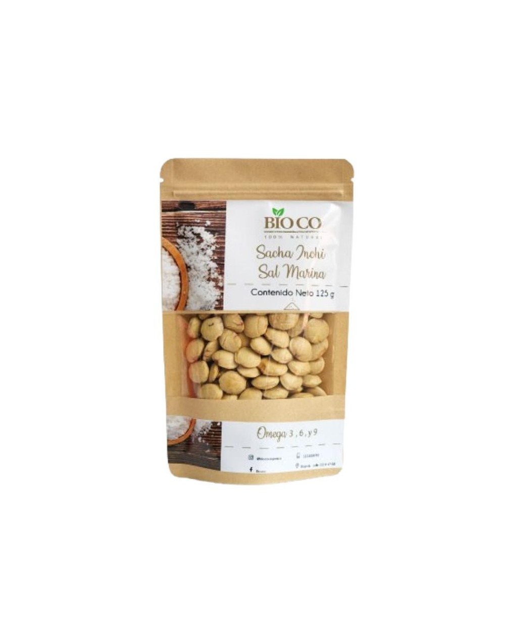 Snacks orgánicos de sacha inchi con sal marina