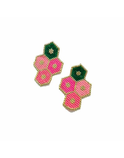 Aretes hexagonos pequeños tejidos en miyuki