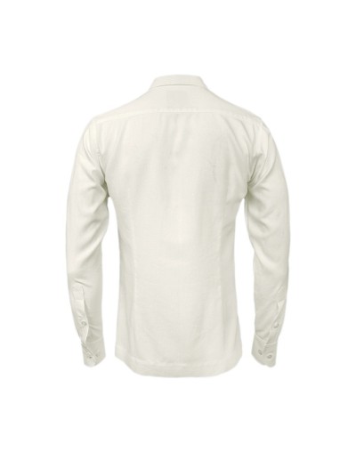 Camisa guayabera lino marfil alforzas bordada manga larga