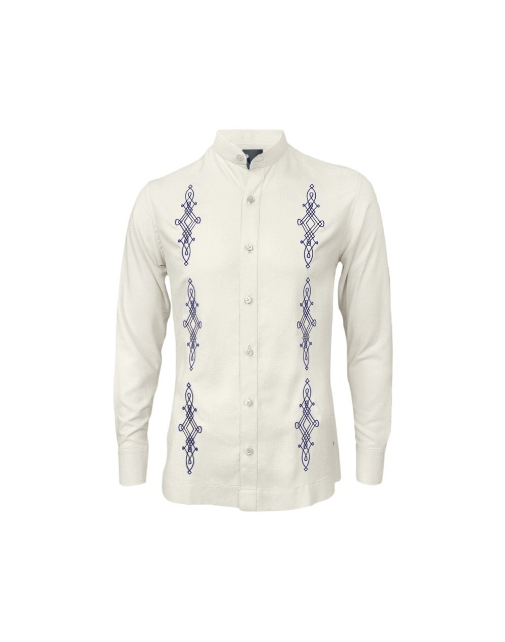 Camisa guayabera lino marfil bordada manga larga hombre