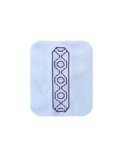 Camisa guayabera lino azul con bolsillos bordada manga larga