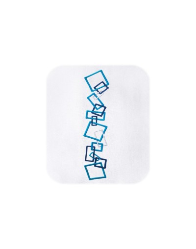 Camisa guayabera lino blanco con bordado azul manga larga